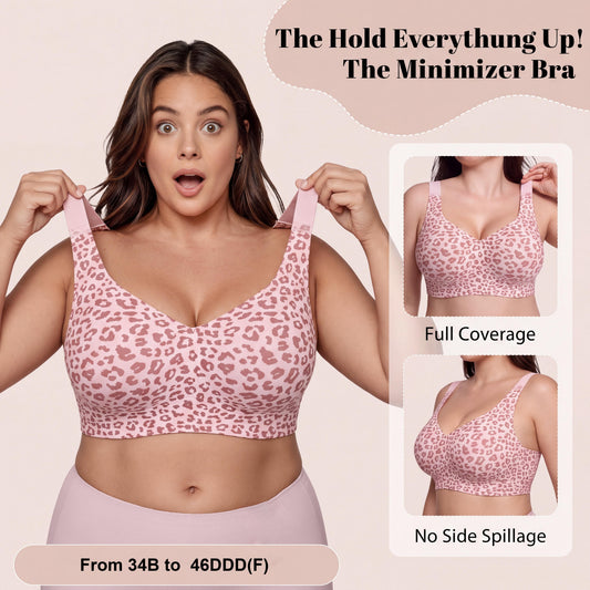 OIUY Plus Size Wireless Bra Full Coverage Jelly Bra, Strong Support, Side Smoothing, Soft Comfort Everyday Bra，Seamless Bra