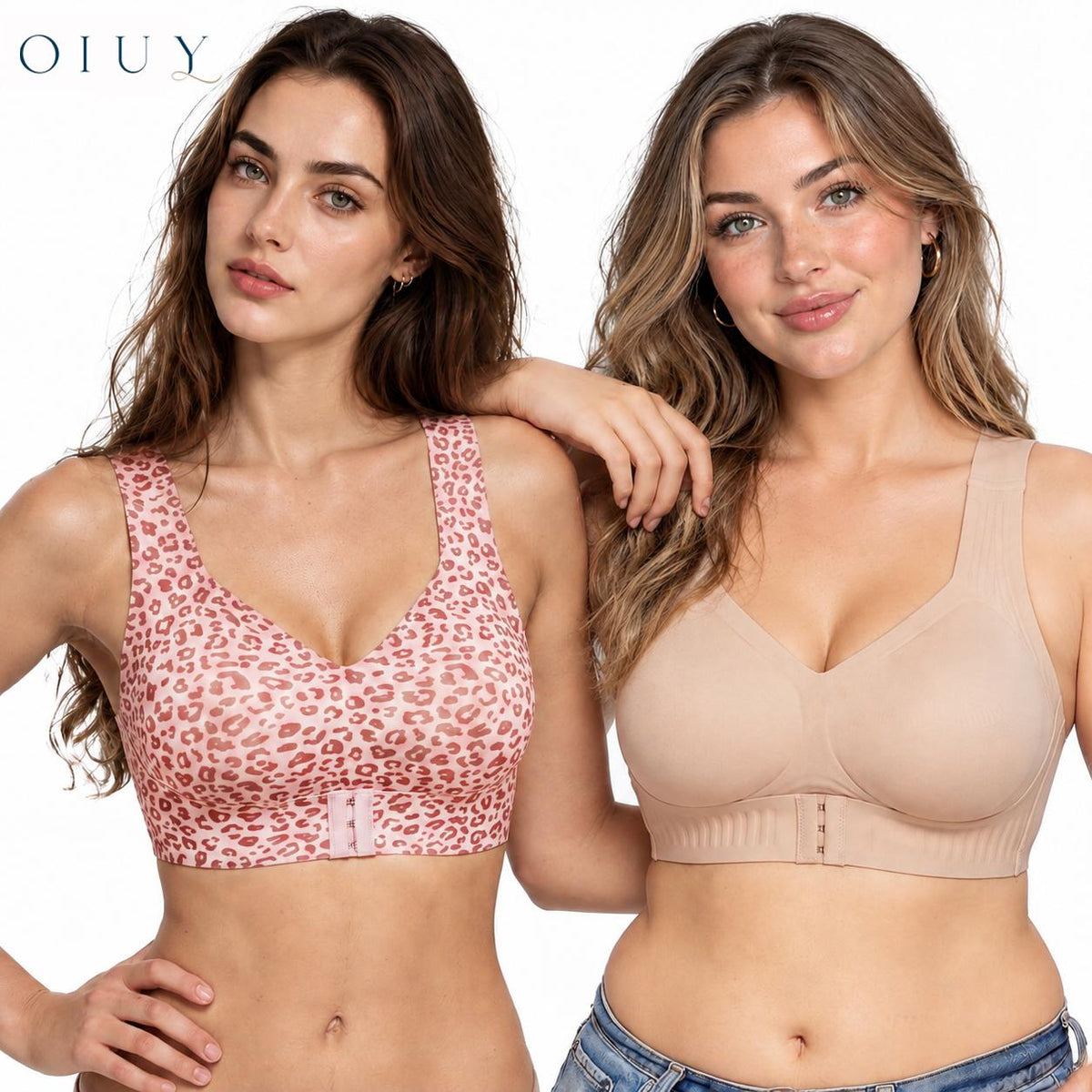 OIUY | Leopard Jelly Bra, Wireless Seamless Bra, Natural Lift Push Up Effect, Ultra Soft Second Skin Comfort