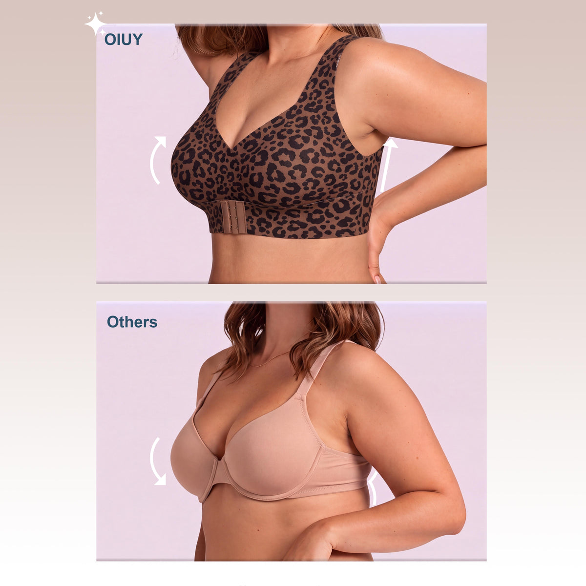 OIUY | Leopard Jelly Bra, Wireless Seamless Bra, Natural Lift Push Up Effect, Ultra Soft Second Skin Comfort